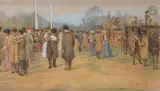 Longchamp, pendant le départ by Edouard Zawiski, Gouache et crayon noir, sold Nov 2025