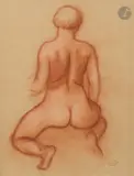 Projet d’une grande femme sur le Dauphin by Aristide Maillol, 1925, Sanguine et rehauts de pastel, sold Nov 2025