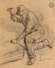 L’Ouvrier by Maximilien Luce, Crayon noir, sold Nov 2025