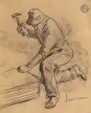 L’Ouvrier by Maximilien Luce, Crayon noir, sold Nov 2025