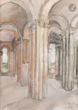 Vue du premier étage de la Basilique de Saint-Benoît-sur-Loire by Max Jacob, Gouache, sold Nov 2025