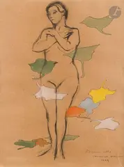 L’Automne oublié by Marcel Jean, 1929, Fusain, encre et aquarelle, sold Nov 2025