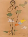 L’Automne oublié by Marcel Jean, 1929, Fusain, encre et aquarelle, sold Nov 2025