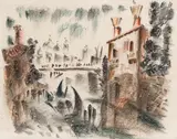 Projet pour l’album «Voyage à Venise» by André Masson, 1952, Crayon lithographique et pastel gras, sold Nov 2025