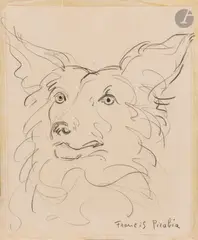 Tête de chien, vers 1940-1943 by Francis Picabia, Crayon sur papier, sold Nov 2025