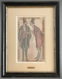 Hommes en conversation by Alfred Grévin, Aquarelle, sold Jul 2025