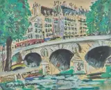 Paris, le Pont-Neuf by Lucien Génin, Gouache, sold Jul 2025