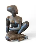 Femme assise dite Arrogance by Antoniucci Volti, vers 1950, Plâtre à patine bleue-noire, sold Jun 2025