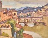 Le Ponte Vecchio, Florence by Jules-Émile Zingg, Aquarelle, sold May 2025