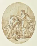 Maternité by Jean-Baptiste Huet, Lavis brun sur traits de crayon noir et plume et encre brune, sold Mar 2025