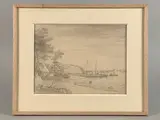 Bateau près d'un cours d'eau by Fabritius de Tengnagel, 1834, Crayon et aquarelle, sold Feb 2025