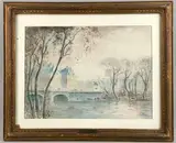 Vue de Paris, la Seine et le Square du Vert-Galant by Louis-Henri Foreau, Aquarelle, sold Feb 2025