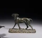 Chien braque seul n° 2 Modèle créé vers 1843 by Pierre-Jules Mêne, Bronze à patine brune, sold Dec 2024