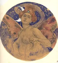 Les Papillons de nuit by Edgar Maxence, 1901, Aquarelle et gouache, sold Nov 2024