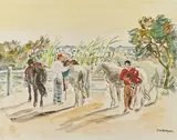 Retour de promenade, Camargue by Yves Brayer, 1984, Aquarelle, sold Nov 2024