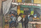 Scène de marché by Louis-Mathieu Verdilhan, Pastel, sold Nov 2024