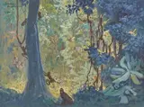 Singes dans la forêt by Jean-Louis Paguenaud, Gouache, sold Nov 2024