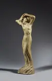 Fin de rêve by Charles Emile Jonchery, Épreuve en terre cuite patinée à décor en haut-relief d'une femme nue dans un drapé, sold Nov 2024