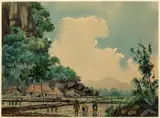 La rizière by A. B. Ibrahim, Aquarelle sur papier, sold Apr 2024
