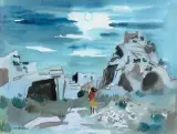 Clair de lune aux Baux by Yves Brayer, Aquarelle gouachée sur traits de crayon, sold Mar 2024