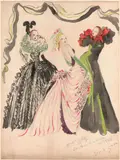Trois élégantes by José de Zamora, Gouache aquarellée, sold Mar 2024