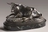 Vache couchée Statuette en bronze patiné. Base au naturel by Rosa Bonheur, Bronze:, sold Mar 2024