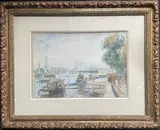 Paris, la Seine, au pont Alexandre III by Albert Lebourg, Aquarelle, sold Dec 2023