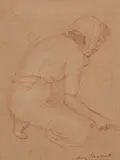 Faneuse by Augustin Rouart, 1942, Sanguine et rehauts de craie blanche sur papier mi-teinte, sold Nov 2023