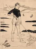 Le petit pêcheur by Augustin Rouart, 1943, Plume et encre noire, lavis gris, sur traits de crayon noir, sold Nov 2023