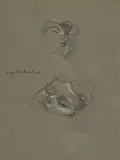 Portrait de Jean-Marie endormi by Augustin Rouart, Crayon noir et rehauts de craie blanche sur papier mi-teinte, sold Nov 2023