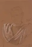 Autoportrait à l'écharpe by Augustin Rouart, 1944, Crayon noir et rehauts de craie blanche sur papier mi-teinte, sold Nov 2023