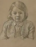 Portrait de Jean-Marie à 4 ans by Augustin Rouart, Crayon noir et rehauts de craie blanche sur papier mi-teinte, sold Nov 2023