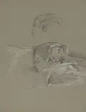 Jean-Marie à 4 ans by Augustin Rouart, Crayon noir et rehauts de craie blanche sur papier mi-teinte, sold Nov 2023