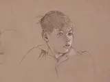 Portrait de Jean-Marie à 10 ans by Augustin Rouart, 1953, Crayon noir et rehauts de gouache blanche sur papier mi-teinte, sold Nov 2023