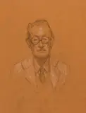 Autoportrait by Augustin Rouart, 1980, Crayon noir et rehauts de craie blanche sur papier ocre jaune, sold Nov 2023