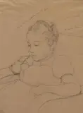 Portrait en buste de mademoiselle de Ribier by Augustin Rouart, Crayon noir sur calque, sold Nov 2023