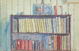 La bibliothèque by Augustin Rouart, Aquarelle sur traits de crayon noir, sold Nov 2023