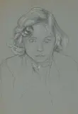 Portrait de petite fille by Augustin Rouart, Crayon noir et rehauts de craie blanche sur papier mi-teinte, sold Nov 2023