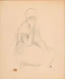 Femme en fichu assise au sol by Berthe Morisot, Crayon noir, sold Nov 2023