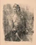 Femme nue assise by Augustin Rouart, Lithographie, sold Nov 2023