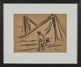 Pêcheur au port by Maximilien Luce, Lavis d'encre sur traits de crayon, sold Jun 2023