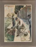 Maximilien Luce pêchant sur la Seine by Frederic Luce, Aquarelle et gouache sur traits de crayon, sold Jun 2023