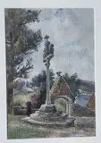 Paysage au calvaire et Paysage aux arbres by Henri Laurent Mouren, Aquarelle, sold Jan 2025
