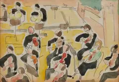 L'orchestre by Louis Valtat, Aquarelle avec annotations de couleurs, sold Nov 2024