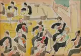 L'orchestre by Louis Valtat, Aquarelle avec annotations de couleurs, sold Nov 2024