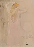 Jeune femme se coiffant by Louis Valtat, Crayon gris et aquarelle, sold Nov 2024