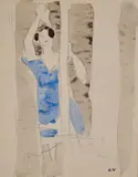 Femme à la robe bleue by Louis Valtat, Aquarelle, sold Nov 2024