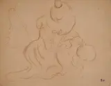 Mère et enfant by Louis Valtat, Crayon bistre, sold Nov 2024