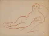 Nu allongé au sofa by Louis Valtat, Sanguine, sold Nov 2024