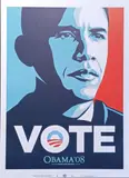 Vote by Shepard Fairey, Sérigraphie sur papier Affiche officielle pour la campagne du Président Obama en, sold Oct 2024